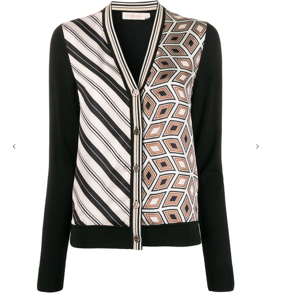 NWT Tory Burch Silk Front Cardigan In Box
